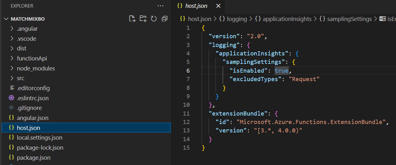 config of azure function host